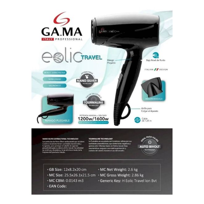 SECADOR DE PELO GAMA NEW EOLIC TRAVEL