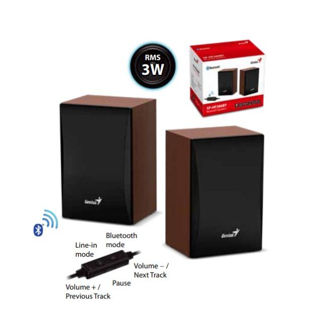 PARLANTE GENIUS SP-H380 WOOD 6W - BLUETOOTH Y USB (2 UN.)