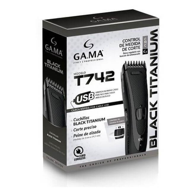 CORTADORA DE CABELLO GA.MA T742 TITANIUM USB CORDLESS