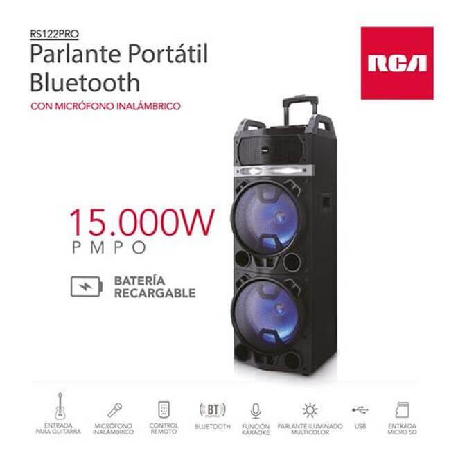 PARLANTE RCA 122PRO 12PX2 15000W BT BAT BANDE