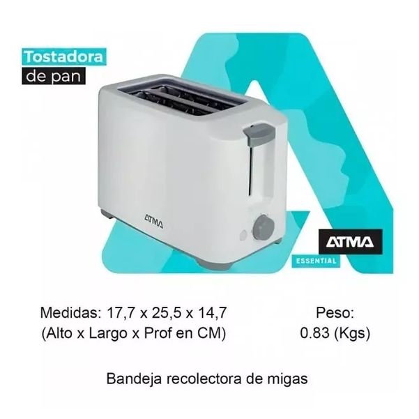 TOSTADORA ATMA TO2180WP 2 REBANADAS BLANCA