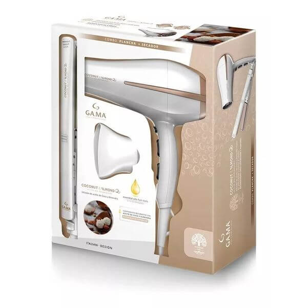 PLANCHITA DE CABELLO GA.MA ELEGANCE COCONUT + SECADOR BORA