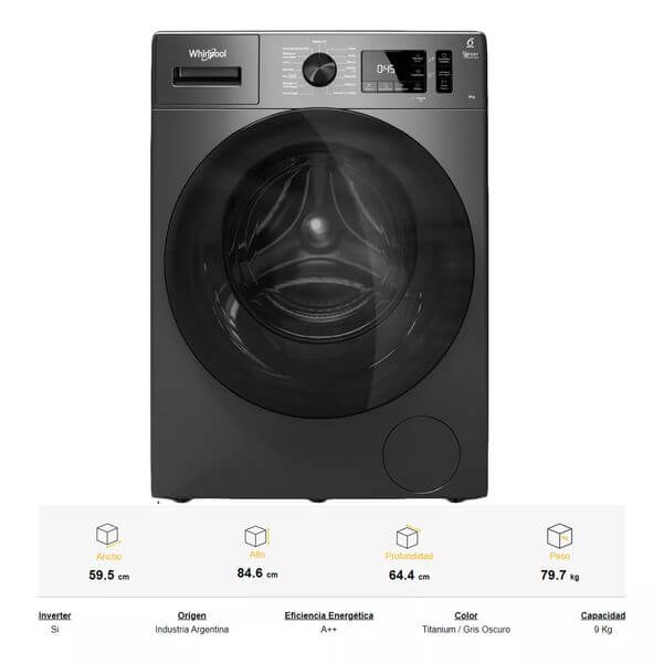 LAVARROPAS WHIRLPOOL WNQ80AS 8KG 1200RPM TITAN INVERTER