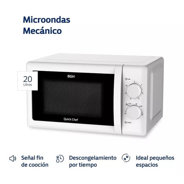 MICROONDAS BGH B120M20 20LT MECANICO BLANCO