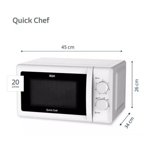 MICROONDAS BGH B120M20 20LT MECANICO BLANCO