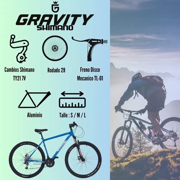 BICICLETA GRAVITY R29 MTB 21V SUNRUN ALUM FRENOS DISCO