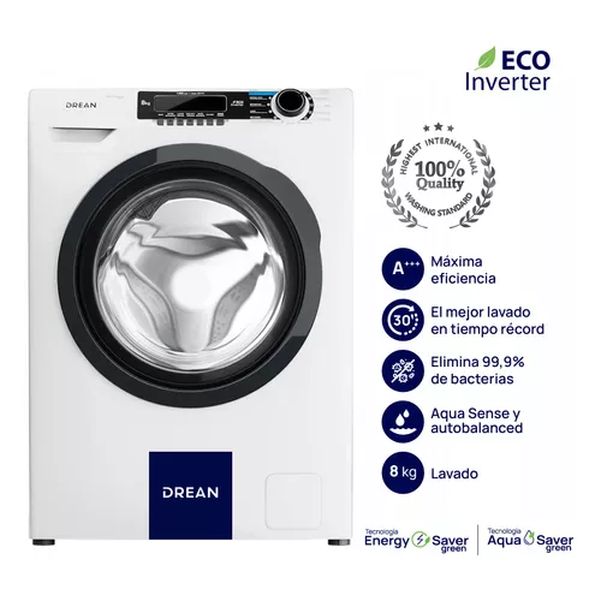LAVARROPAS DREAN LFDR0814SB0 8KG 1400RPM INVERTER BLANCO