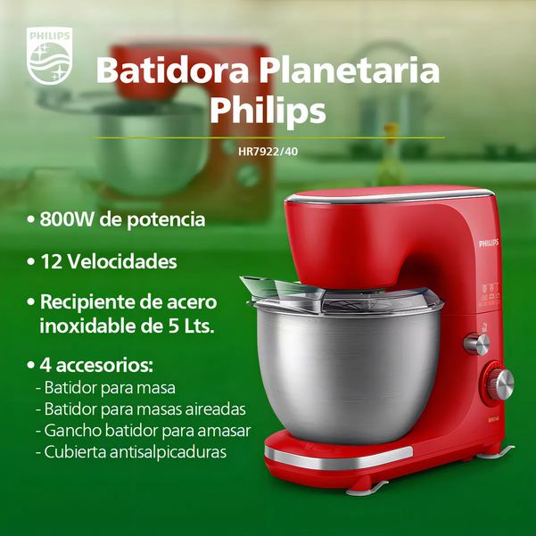 BATIDORA PHILIPS HR7922/40 5L 750W PLANETARIA