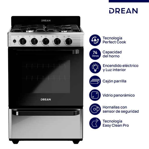 COCINA DREAN CD5603AI 56CM MLTG INOX LUZ ENCENDIDO