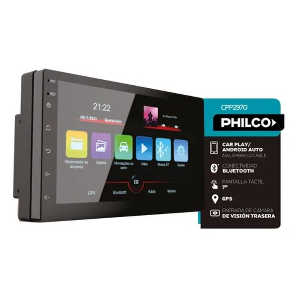 AUTOESTEREO PHILCO CPP2970 GPS PANTALLA 7P 2DIN CAR-PLAY MIRROR LINK