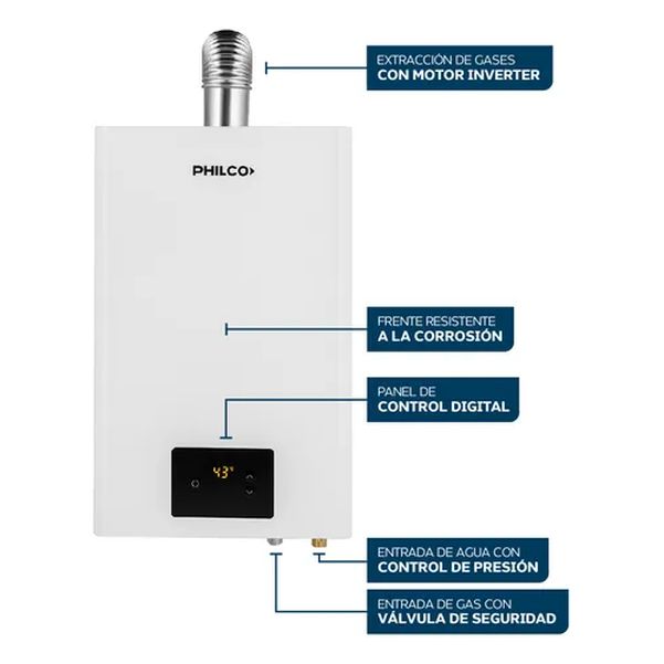 CALEFON PHILCO PHCA14B DIGITAL SIN LLAMA PILOTO TIRAJE FORZADO