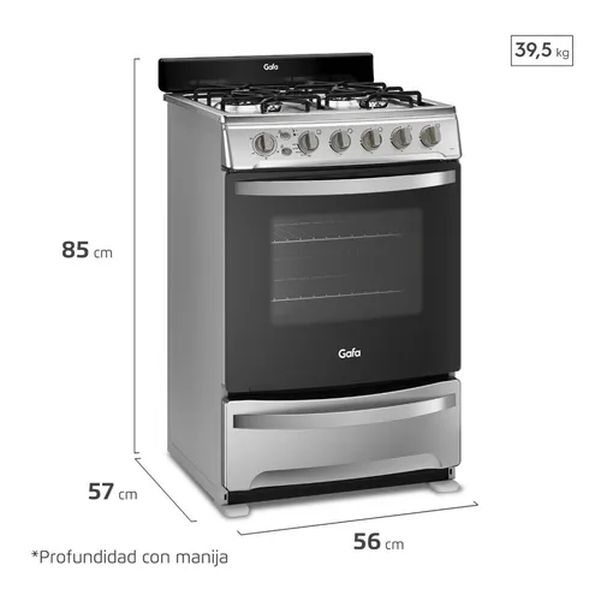 COCINA GAFA CGX56 56CM ENCENDIDO TIMER LUZ MULTIGAS INOXIDABLE