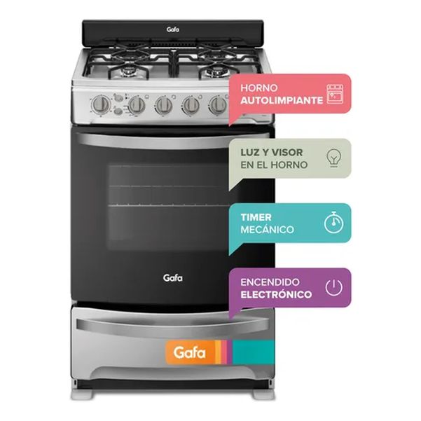 COCINA GAFA CGX56 56CM ENCENDIDO TIMER LUZ MULTIGAS INOXIDABLE