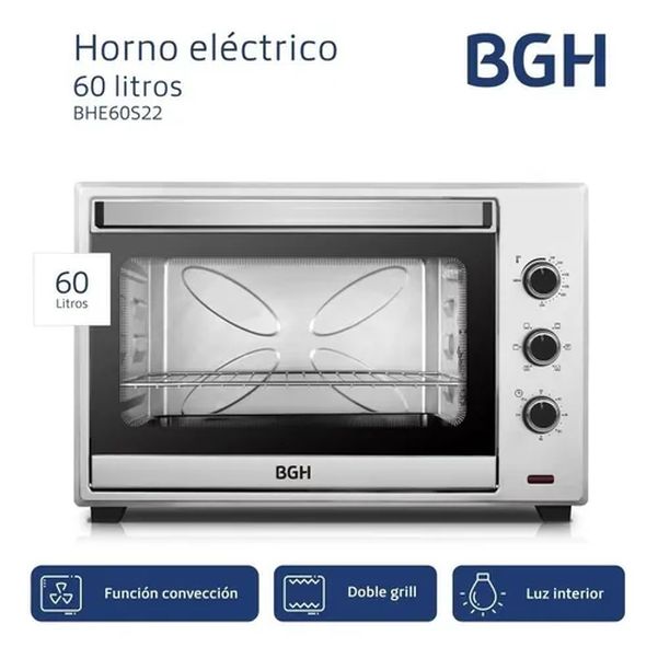HORNO ELECTRICO BGH BHE60S22 60L CONVECCION
