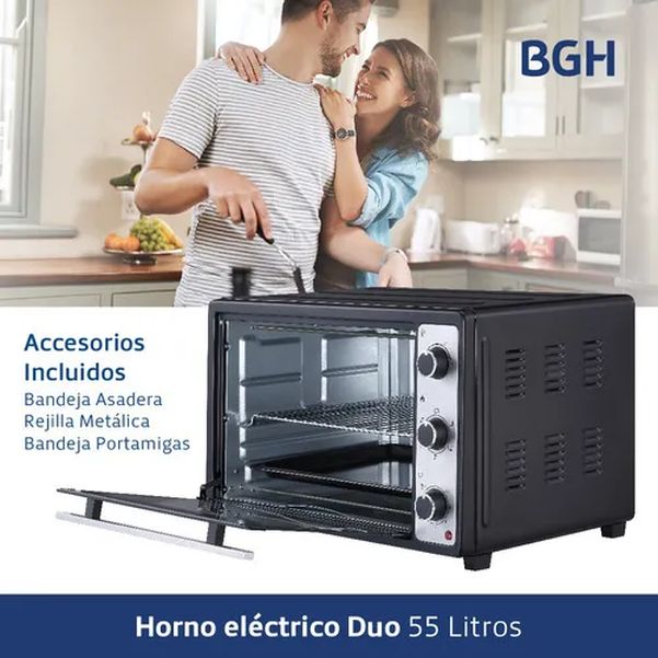 HORNO ELECTRICO BGH BHE55M23N 55L CONVECCION DUO