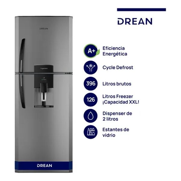HELADERA DREAN HDR400F41E GRIS 394LT DISP