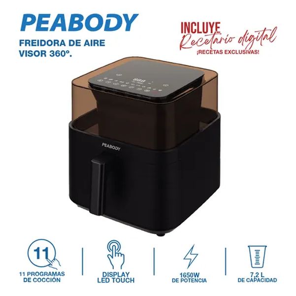 FREIDORA PEABODY PE-AFD720N 7.2LT DIG. 360 GRADOS