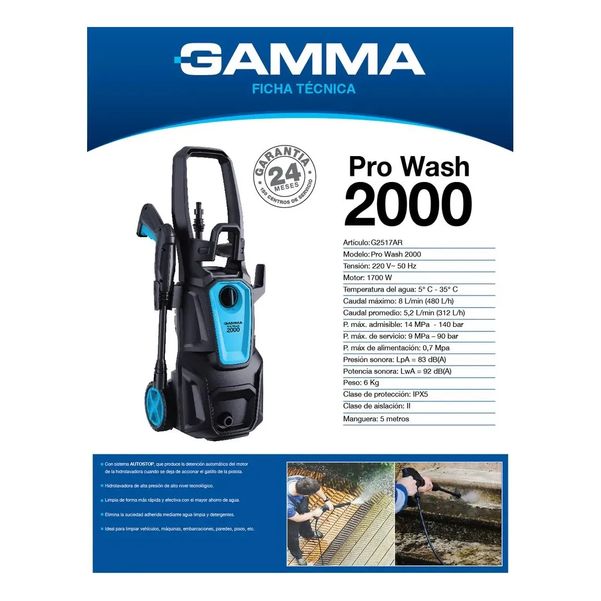 HIDROLAVADORA GAMMA G2517AR PRO WASH 1700W 140B