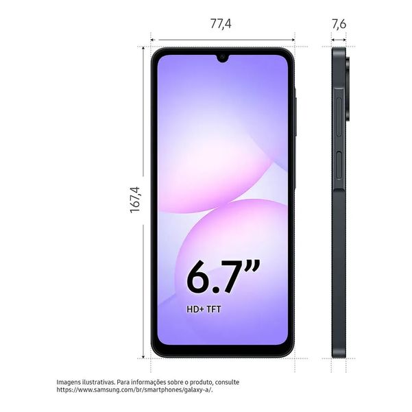 CELULAR SAMSUNG A07 6.7P 50MP 4/64GB BLACK