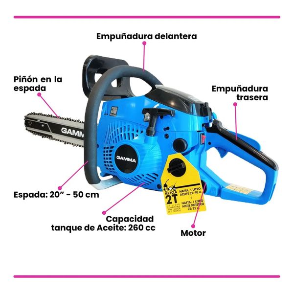 MOTOSIERRA GAMMA G1851AR 52CC 50CM/20P 8500RPM