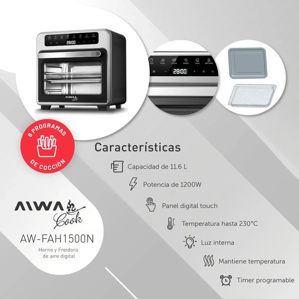 HORNO FREIDOR AIWA AW-FAH1500N 12LTS DIGITAL