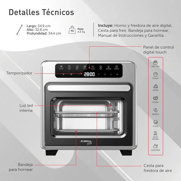 HORNO FREIDOR AIWA AW-FAH1500N 12LTS DIGITAL