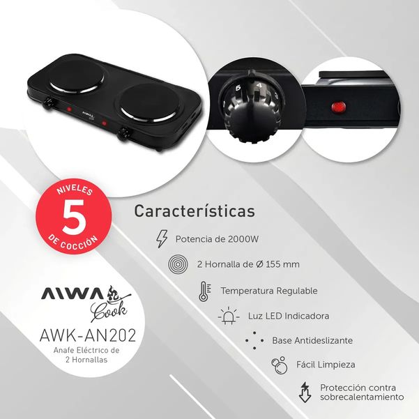 ANAFE AIWA AWK-AN202 2 HORNALLA 155MM 2000W