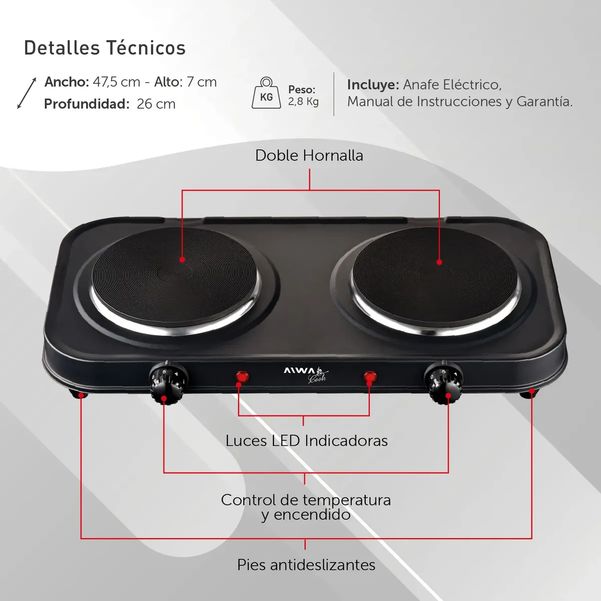 ANAFE AIWA AWK-AN202 2 HORNALLA 155MM 2000W
