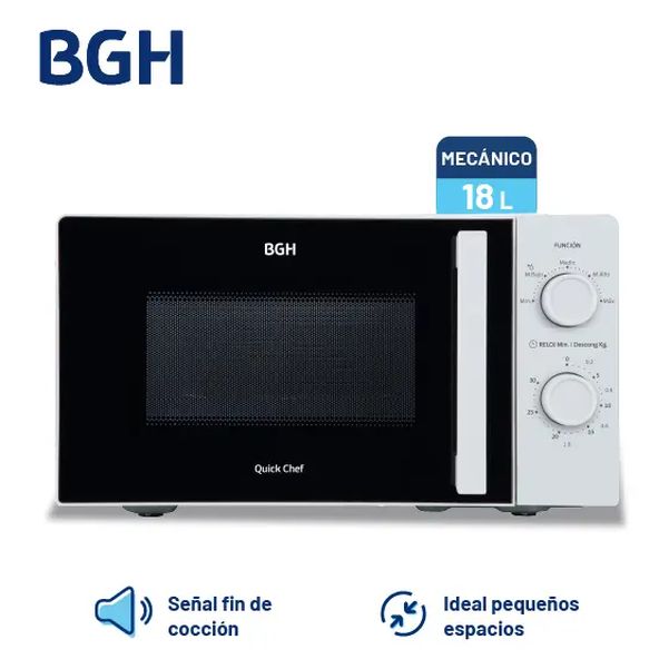 MICROONDAS BGH B118MB25 18L MECANICO BLANCO