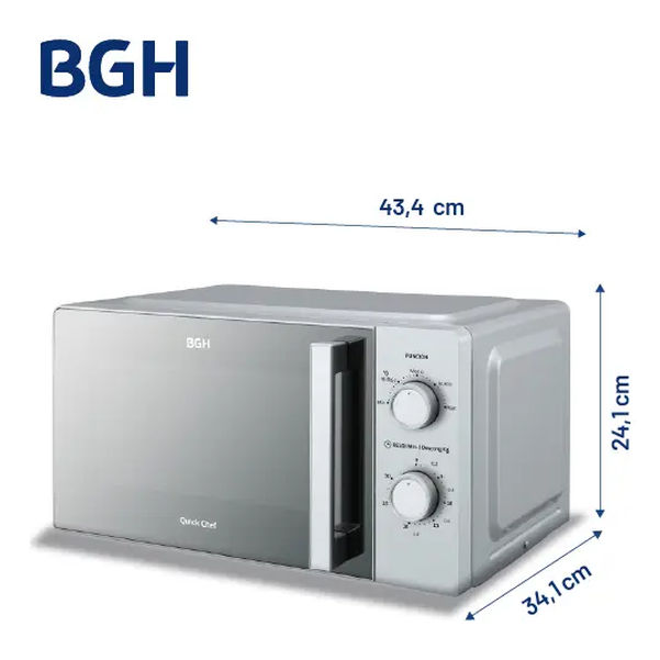 MICROONDAS BGH B118MS25 18L MECANICO SILVER