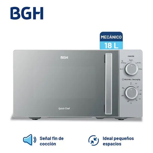 MICROONDAS BGH B118MS25 18L MECANICO SILVER