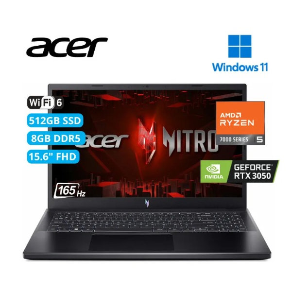 NOTEBOOK ACER GAMER R5-7535H 8/512GB RTX3050 15P